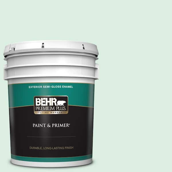 BEHR PREMIUM PLUS 5 gal. #M420-1 Sparkling Brook Semi-Gloss Enamel Exterior Paint & Primer