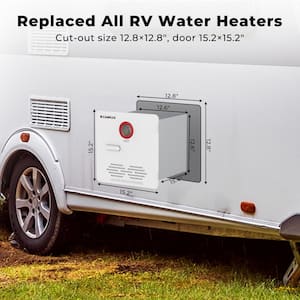 Plus 10, 2.64 GPM 65,000 BTU RV Tankless Water Heater with Door, White