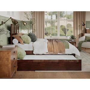 Madison Walnut Queen Bed with Footboard and Twin Extra Long Trundle