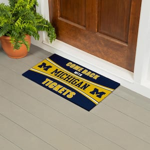 University of Michigan 28 in. x 16 in. PVC "Come Back With Tickets" Trapper Door Mat
