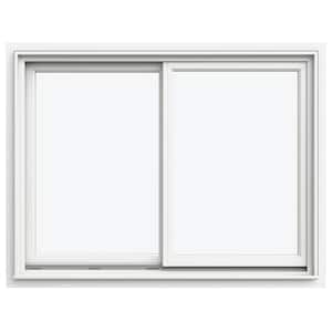 JELD-WEN 35.3125 in. x 35.5625 in. W-5500 Left-Hand Sliding Wood Clad ...