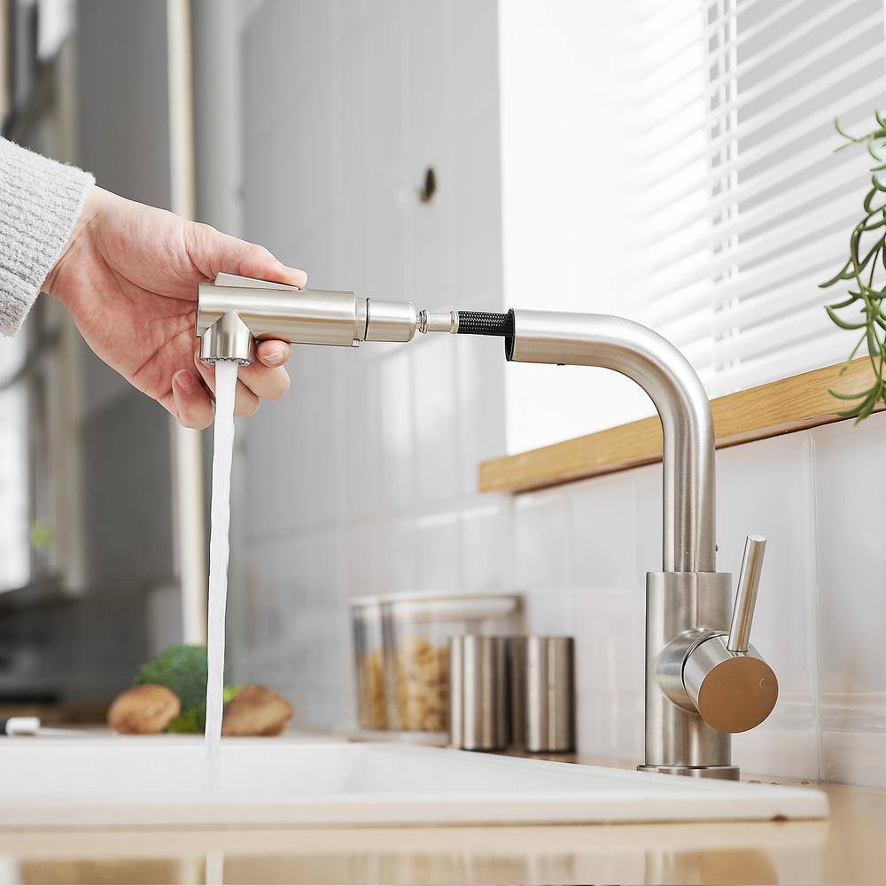 Brushed Nickel Single Handle Pull Down Kitchen Faucet with Ceramic Disc Valve