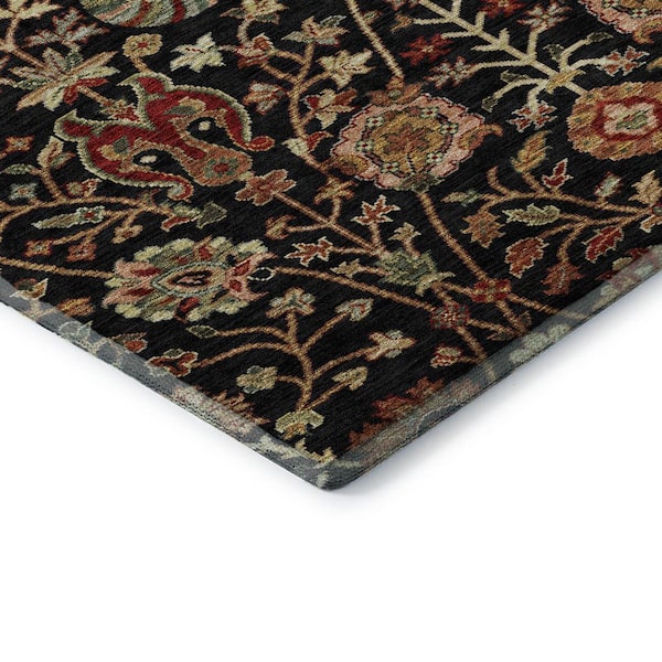 Mayfield Premium Machine Washable Abstract AMF1085 Black 10 ft. x 14 ft. Area Rug