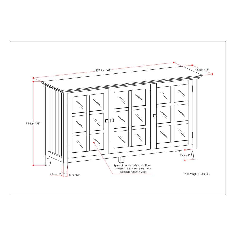 Acadian Black Solid Wood Storage Cabinet with Adjustable Shelves