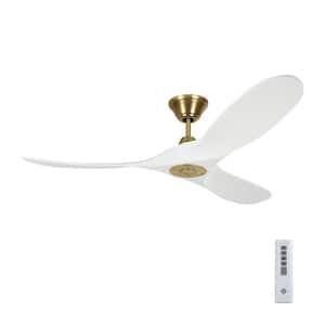 Maverick II 52 in. Modern Indoor/Outdoor Burnished Brass Ceiling Fan with White Blades and 6-Speed Remote Control
