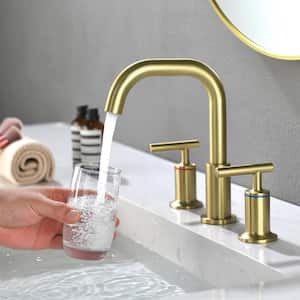 Bres 8 in. Widespread Double Handle Bathroom Faucet in Brushed Gold