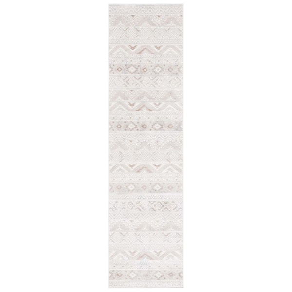 SAFAVIEH Hanna 2 ft. x 8 ft. Ivory/Beige Striped Aztec Runner Rug ...