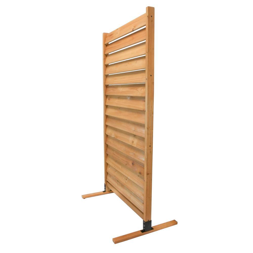 73.5in Natural Wood Freestanding Privacy Screen Panel