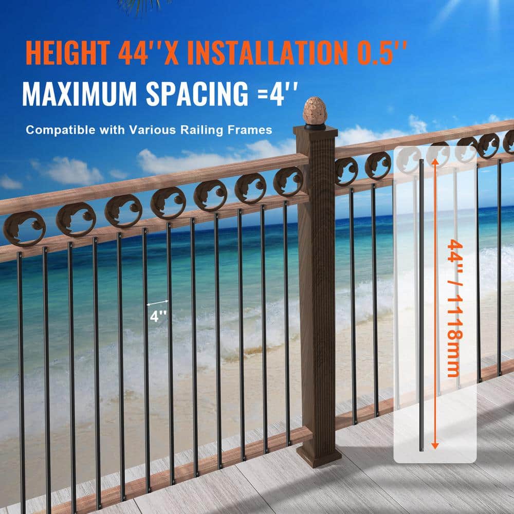 44'' Matte Black Aluminum Square Staircase Baluster Set