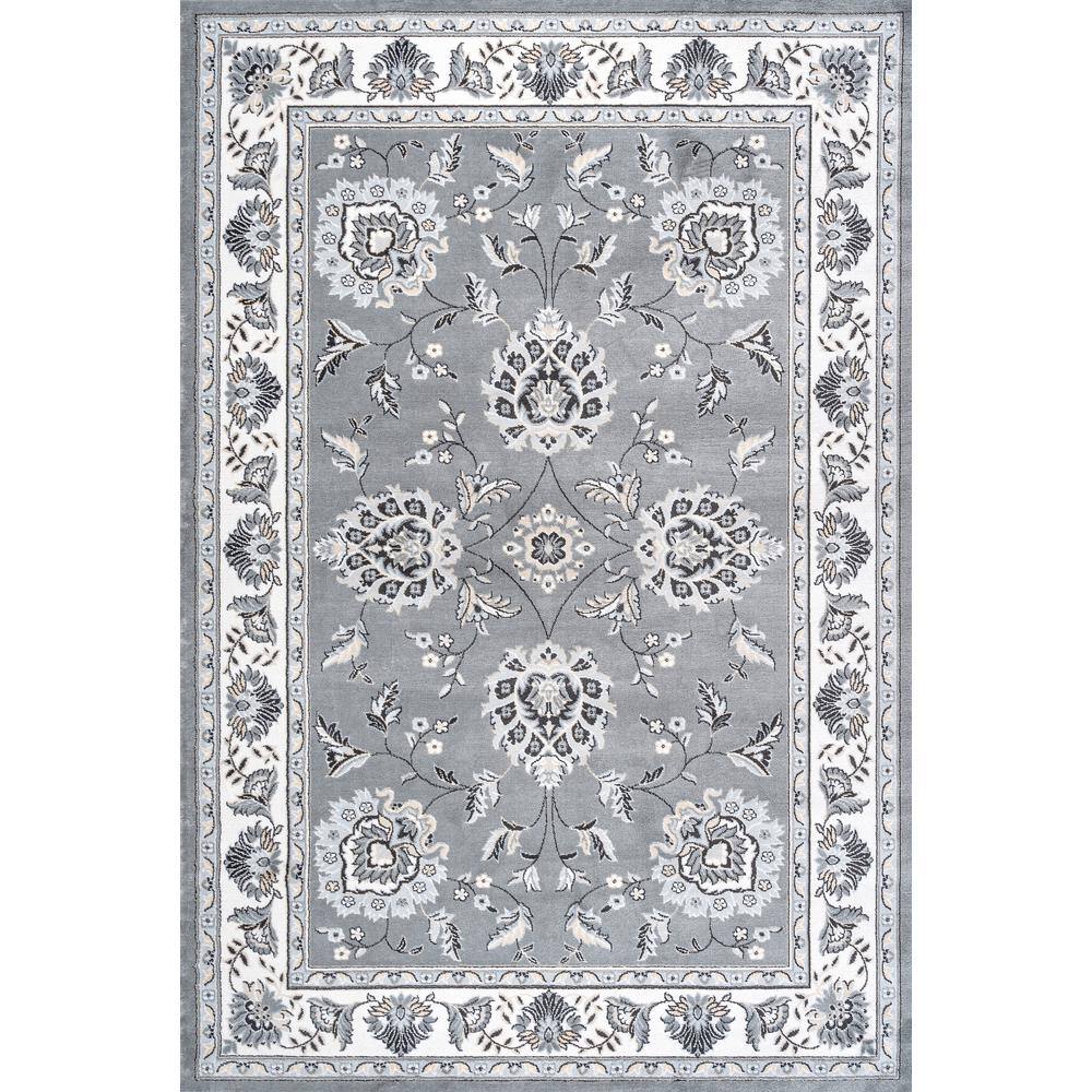 Gray and Cream 4' x 6' Reversible Synthetic Area Rug