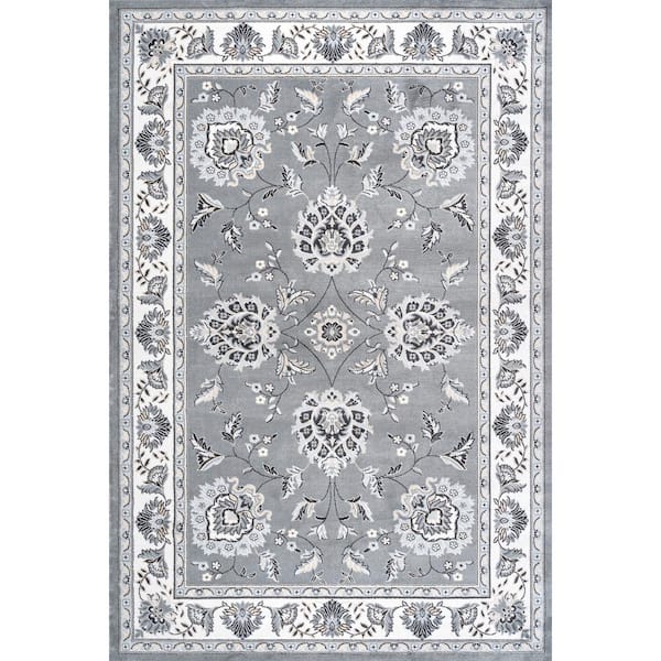 Cherie French Cottage Gray/Cream 5 ft. x 8 ft. Area Rug
