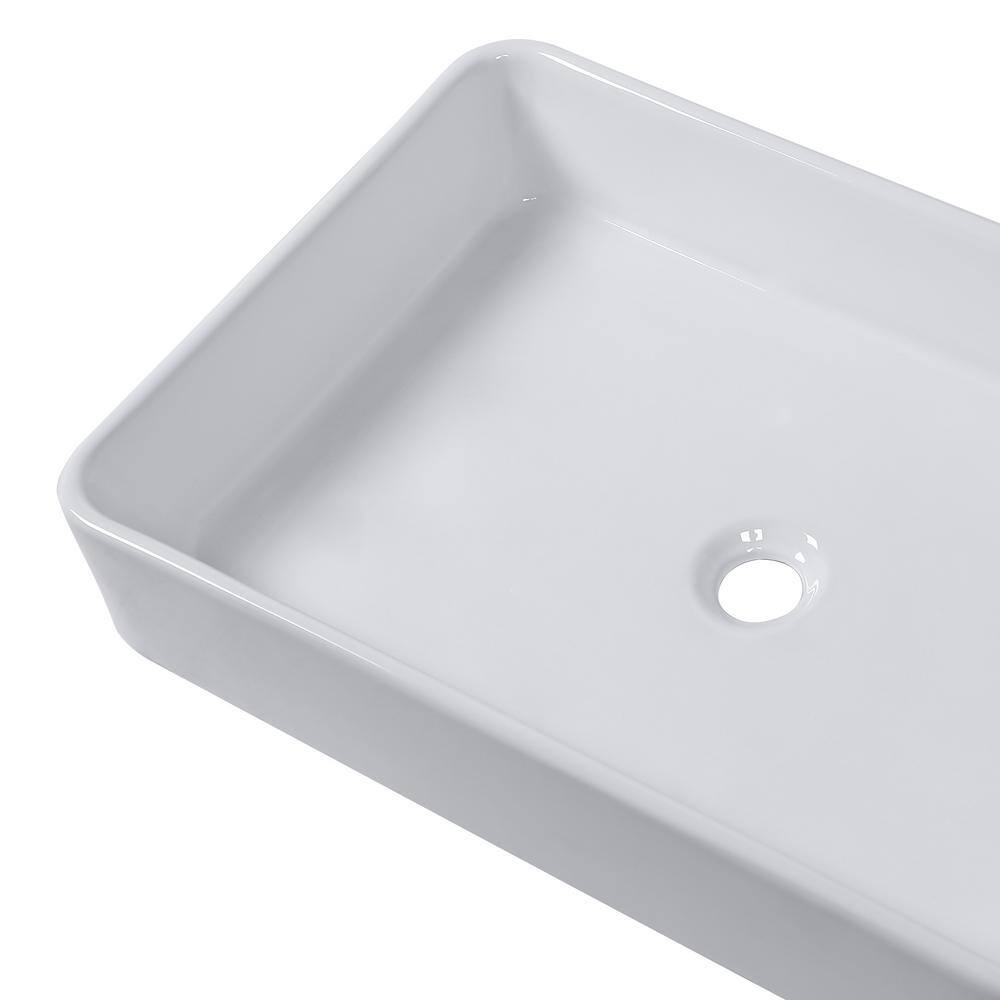 24'' White Gloss Ceramic Rectangular Above-Counter Sink