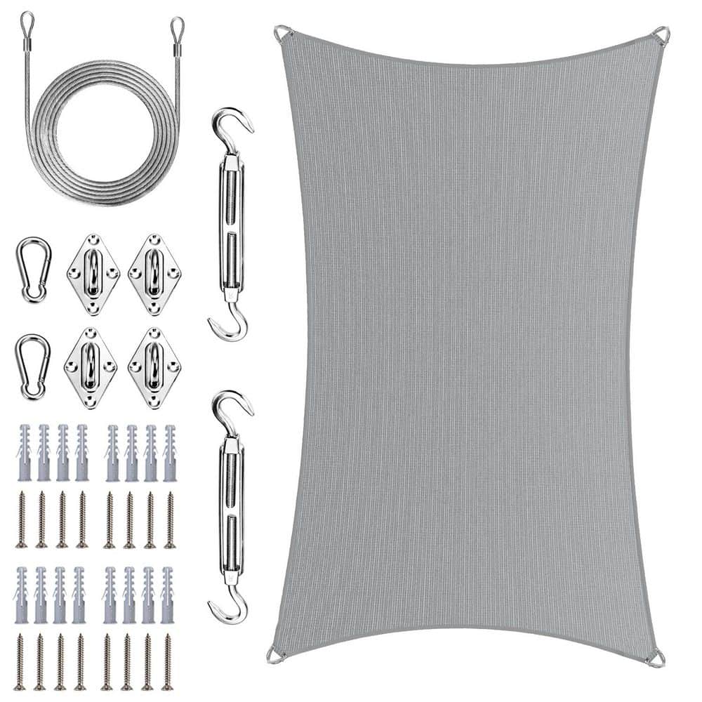 16 ft. x 24 ft. Rectangle Pro Ring Sun Shade Sail with Hardware Kit and Rope-Grey price history on PriceWatchPro