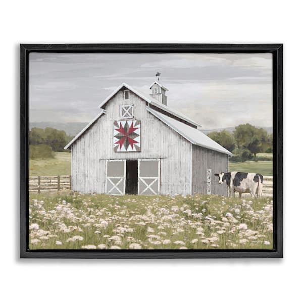 Stupell Industries Rustic Barn Meadow by Amber Sterling Black Floater Frame Nature Graphic Art Print 25 in. x 31 in.