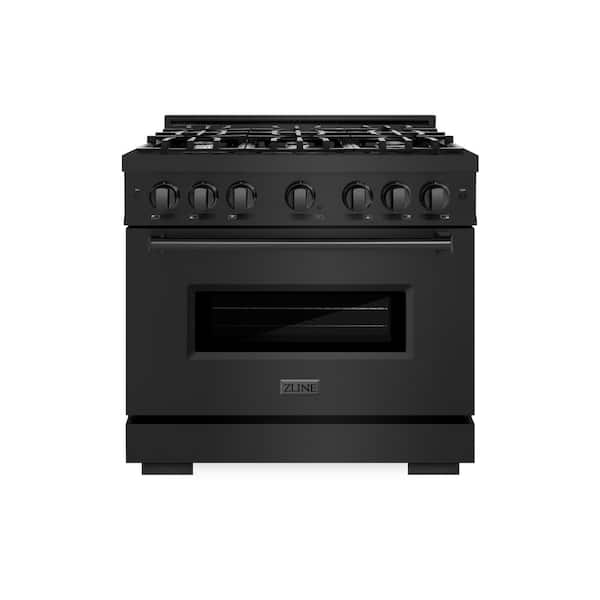 ZLINE Kitchen and Bath Classic 36 in. 6-Burner Gas Range with Gas Convection Oven in Black Stainless Steel