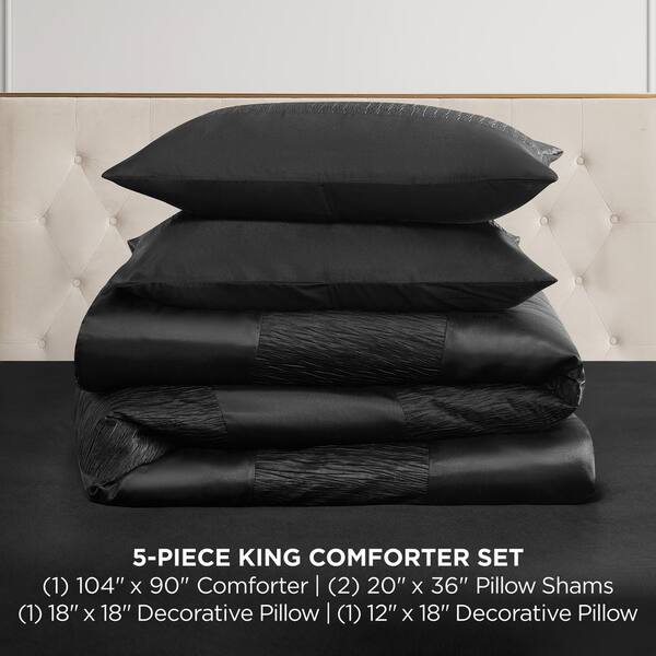 JUICY COUTURE Glam Night 5-Piece Black Striped Microfiber