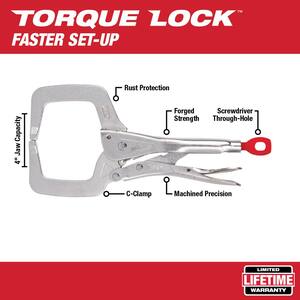 11 in. Torque Lock Locking C-Clamp with Regular Jaws