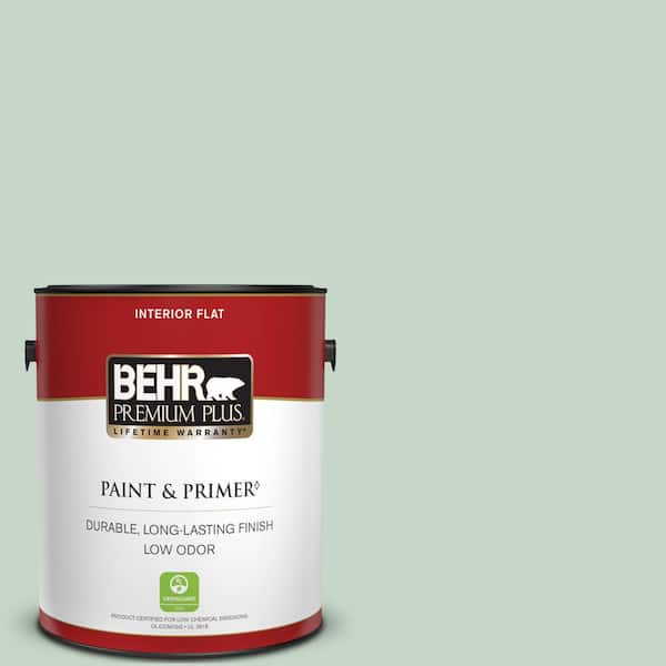 BEHR PREMIUM PLUS 1 gal. #S410-2 New Moss Flat Low Odor Interior Paint & Primer