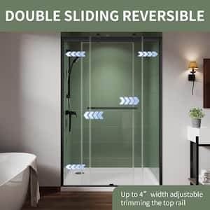 44 in. W - 48 in. W x 74 in. H Sliding Semi-Frameless Shower Door in Matte Black with 5/16 in. (8 mm) Clear Glass