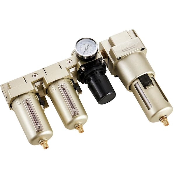 Air Compressor Filter Regulator Combo, 1/2 in. NPT 3-Stage 25μm and 5μm & 0.3μm Compressed Air Drying System