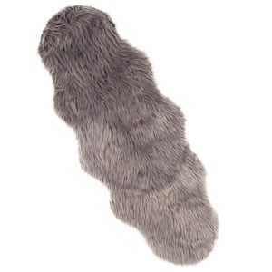 Gray 2 ft. W x 5 ft. L Faux Sheepskin Fur Area Rug