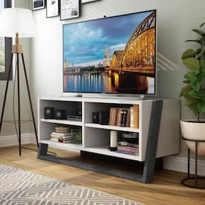 Addis 49.5 in. W Gray TV Console with 4-Shelves Fits TV's Up to 56 in. With Cable Management
