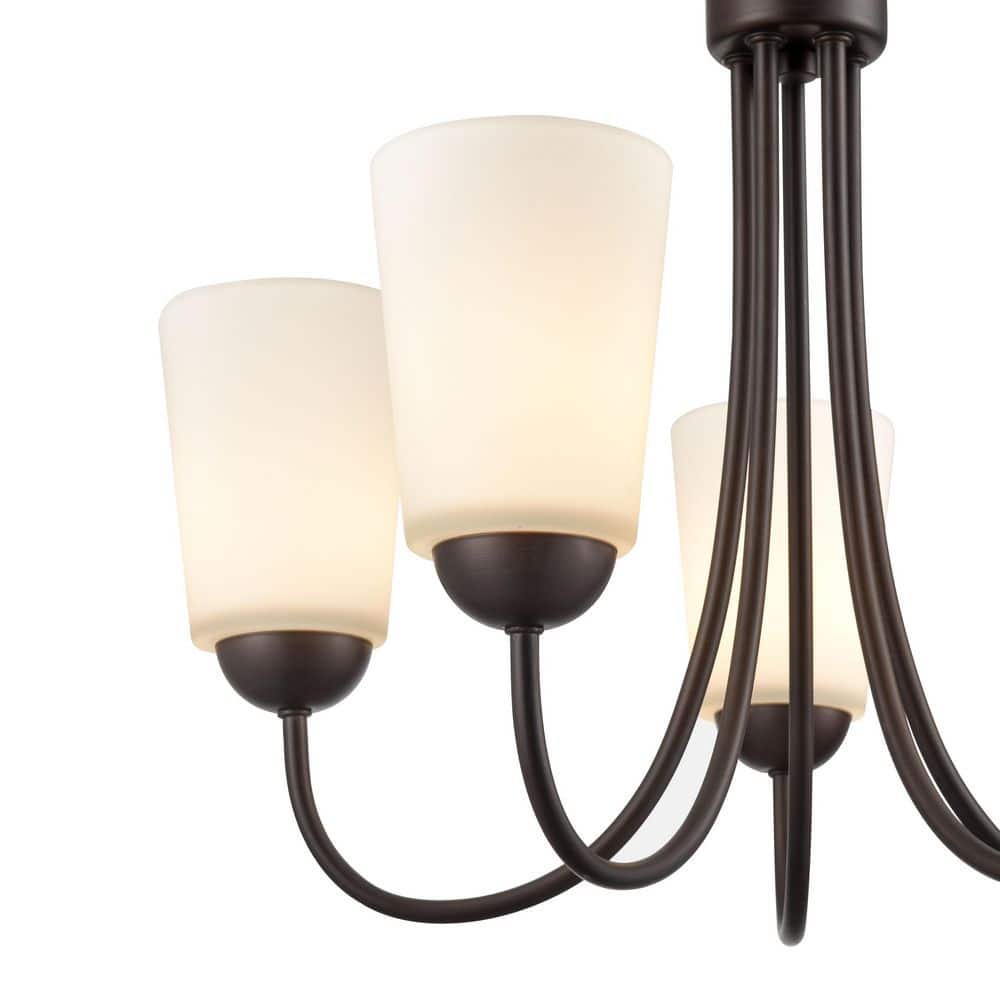 Ivey Lake Rubbed Bronze 5-Light Chandelier with Etched Glass