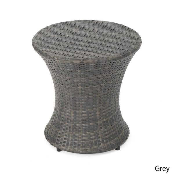 Sudzendf 19.75 in. H Gray Wicker Hourglass Outdoor Side Table