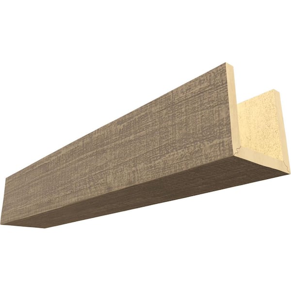 Ekena Millwork Endurathane 8 in. H x 6 in. W x 12 ft. L Rough Cedar Almond Faux Wood Beam