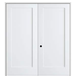 Shaker Flat Panel 48 in. x 80 in. Right Hand Solid Core Primed Composite Double Prehung French Door with 4-9/16 in. Jamb
