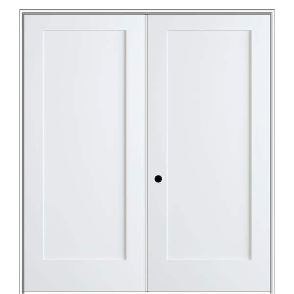 MMI DOOR Shaker Flat Panel 72 in. x 80 in. Right Hand Solid Core Primed Composite Double Prehung French Door with 4-9/16 in. Jamb