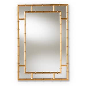 Medium Rectangle Antique Gold Contemporary Mirror (32.25 in. H x 21.5 in. W)