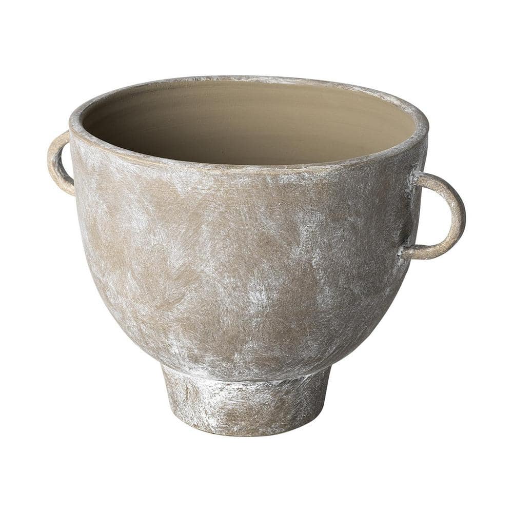 Rustic Brown Ceramic Decorative Table Vase with Handles