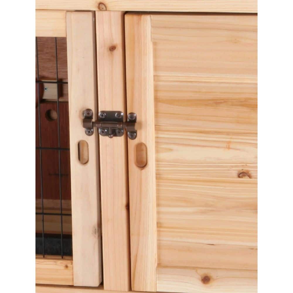 Natural Wooden 2-Story Guinea Pig and Rabbit Hutch with Ramp