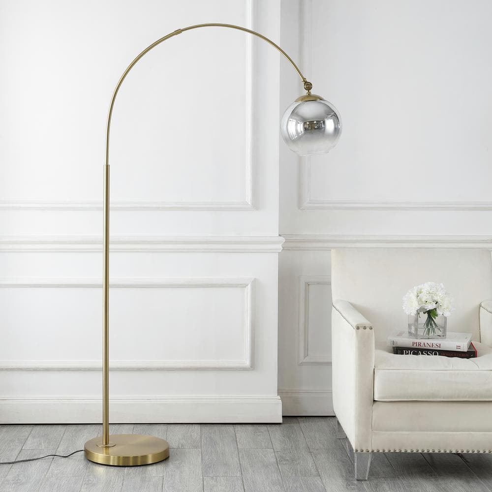 Nora Minimalistic Transitional 71" Brass Gold LED Arc Floor Lamp