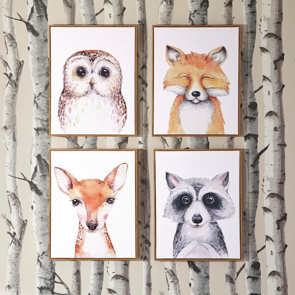 StyleWell Kids Woodland Animals Framed Wall Art (Set of 4) (11 in. W x 14 in. H)