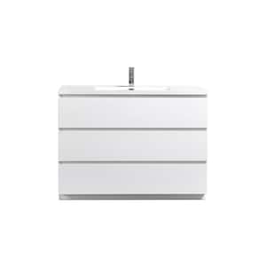 Angeles 48 in. W Bath Vanity in High Gloss White with Reinforced Acrylic Vanity Top in White with White Basin