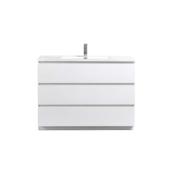 Angeles 48 in. W Bath Vanity in High Gloss White with Reinforced Acrylic Vanity Top in White with White Basin