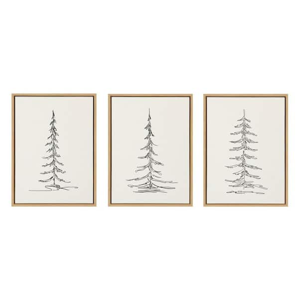 Kate and Laurel Sylvie Minimalist Evergreen Trees by the Creative Bunch Studio 3-Piece Framed Art Print 24 in. x 18 in.