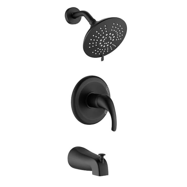 Inner Decor Kerr 6 in. Dia Single-Handle 5-Spray Tub and Shower Faucet in Matte Black (Valve Included)