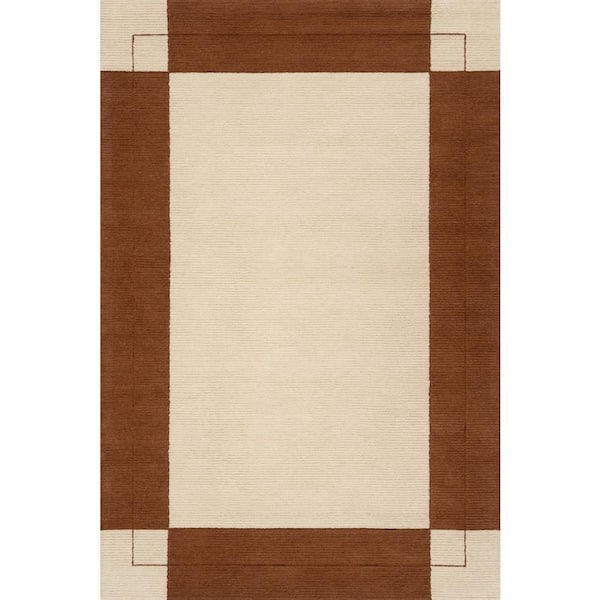 Pavelle Bordered Handmade Wool Area Brick 6 ft. x 9 ft. Indoor Area Rug