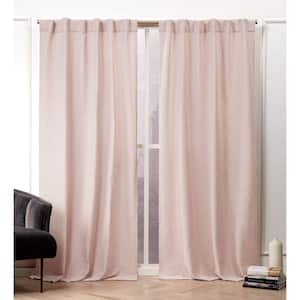 Textured Matelasse Blush Abstract Light Filtering Hidden Tab / Rod Pocket Curtain, 50 in. W x 84 in. L (Set of 2)