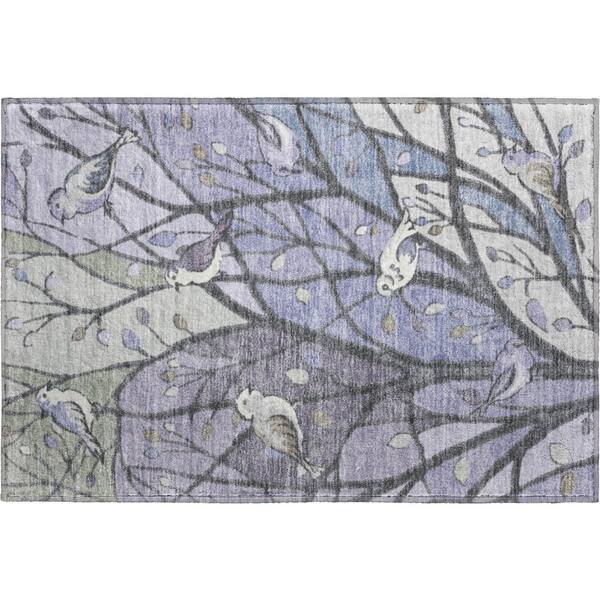 Mayfield Premium Machine Washable Abstract AMF2336 Purple 2 ft. x 3 ft. Accent Rug