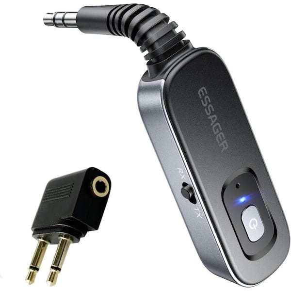 Car, Noise Cancelling 3. 5mm AUX Bluetooth Car Adapter, Wireless Audio Receiver Transmitter for Home Stereo in Gray
