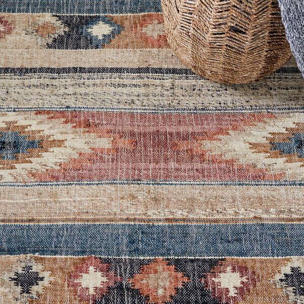 SAFAVIEH Kilim Blue/Rust 2 ft. x 9 ft. Striped Native SAFAVIEH Kilim Blue/Rust 2 ft. x 9 ft. Striped Native