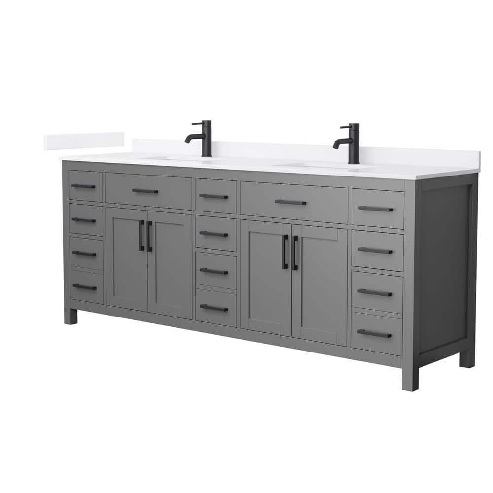 Beckett 84 in. Double Freestanding Dark Gray Bath Vanity with White Quartz Top (Assembled) price history on PriceWatchPro