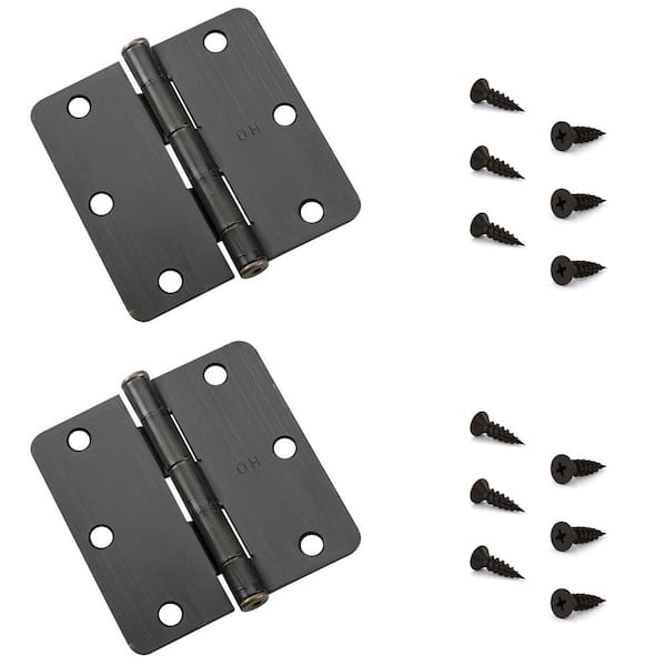 3 in. x 3 in. Oil-Rubbed Bronze Full Mortise Butt Hinge with Removable Pin (2-Pack)