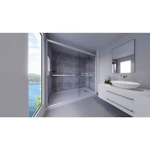 Platinum Grey-Rainier 60 in. W. x 32 in. x 99 in. Floor/Ceiling Base/Wall/Door Alcove Shower Stall/Kit Chrome Right
