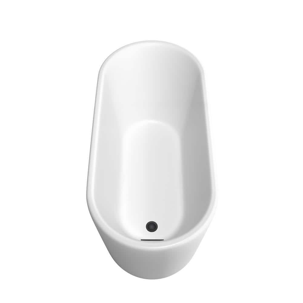 Ursula 59 Inch Matte White Acrylic Freestanding Bathtub with Black Trim