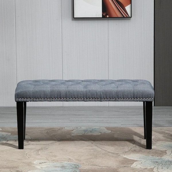 Maypex 38 in. Grey Upholstered Bench